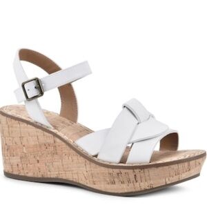 White Mountain White Wedge Sandals